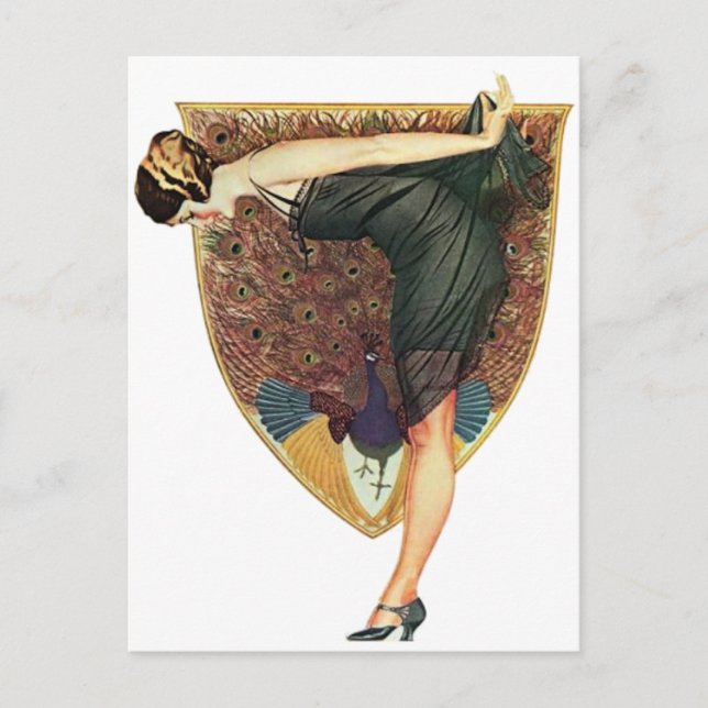 Cartão Postal Flapper com emblema Peacock (Frente)