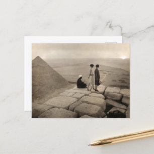 Cartão Postal Flapper Girls Sunrise na Pirâmide Khufu, Egito 192
