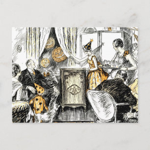 Cartão Postal Flappers de Halloween Vintage