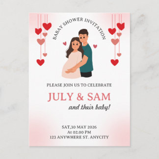 Cartão Postal Flat Card- baby shower card invitation