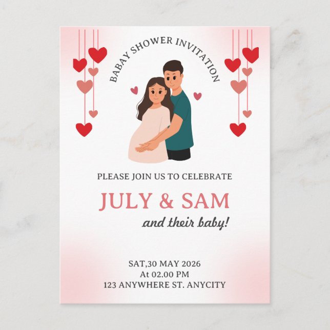 Cartão Postal Flat Card- baby shower card invitation (Frente)