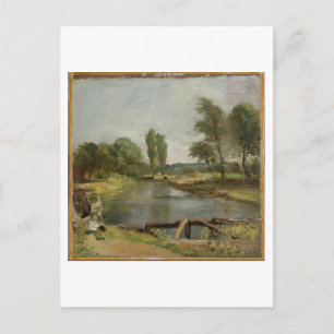 Cartão Postal Flatford Lock, 1810-11 (óleo no papel na canvas)