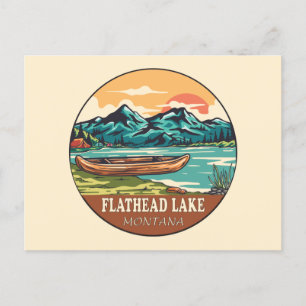 Cartão Postal Flathead Lake Montana Barco Fish Emblem