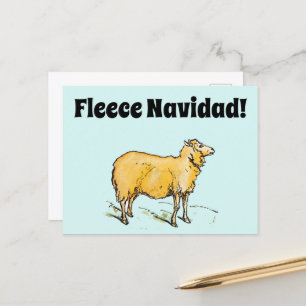 Cartão Postal Fleece Feliz Navidad Engraçado Piada de Ovinos de