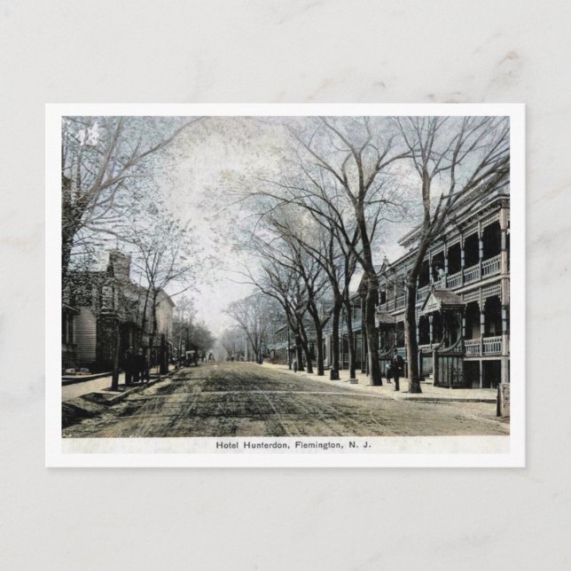 Cartão Postal Flemington NJ Hotel Hunterdon 1910 (Frente)