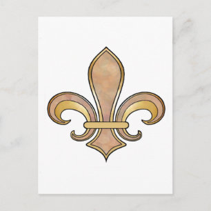 Cartão Postal Fleur de Lis a cores sólidas - Beige ou Café