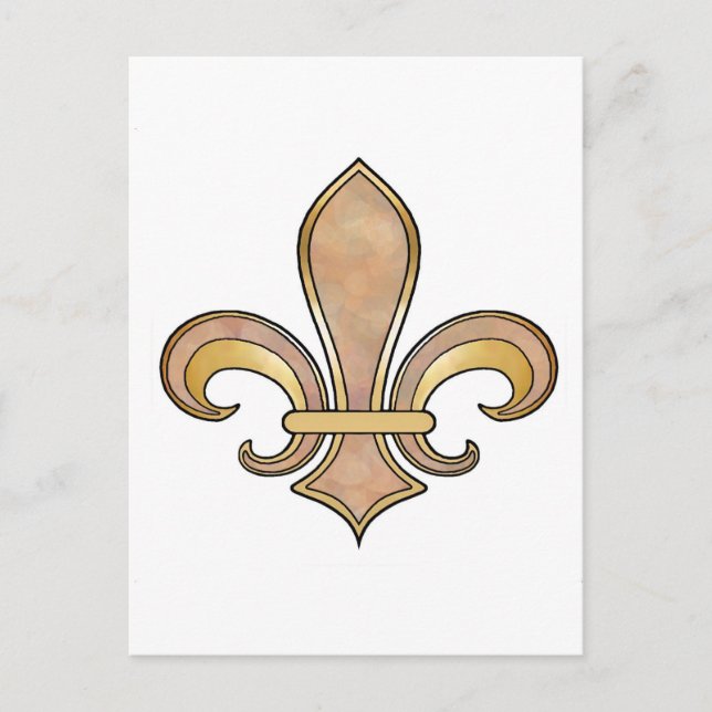 Cartão Postal Fleur de Lis a cores sólidas - Beige ou Café (Frente)