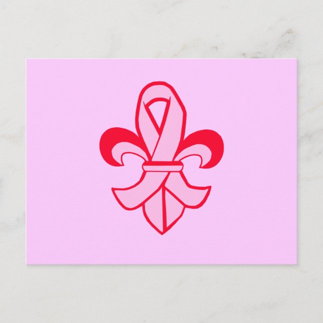Cartão Postal Fleur de Lis, Fita de Fita Rosa (Frente)