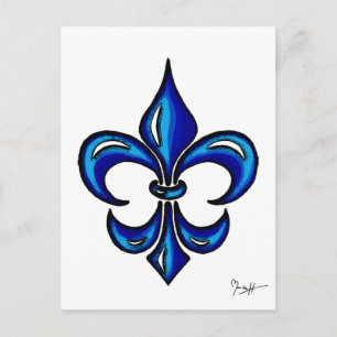 Cartão Postal Fleur de Lis in Blue