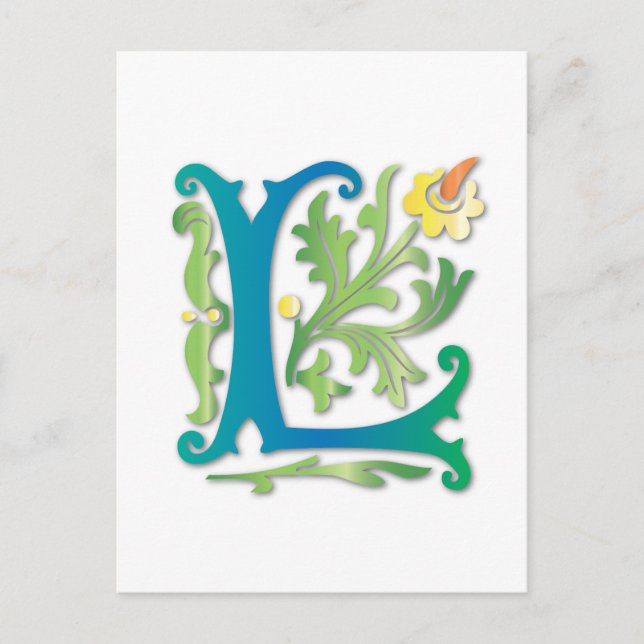 Cartão Postal Fleur-de-lis L Monograma (Frente)