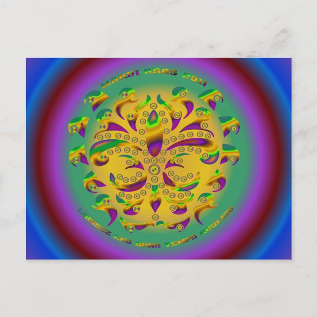 Cartão Postal Fleur de lis Mardi-Gras 2011 V-2 (Frente)