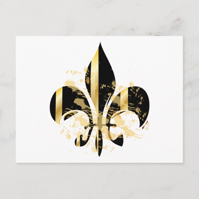 Cartão Postal Fleur de Lis, preto e Dourado (Frente)