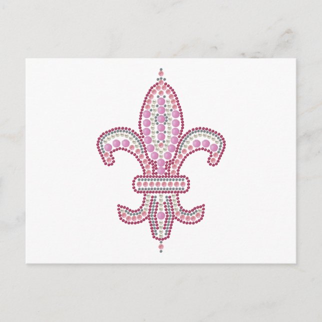 Cartão Postal Fleur de Lis rosa (Frente)