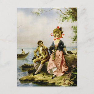 Cartão Postal "Flirt au Bord de la Mer", por Hippolyte Lucas