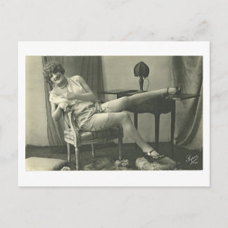 Cartão Postal Flirt Francesa - Garota Pinup Vintage