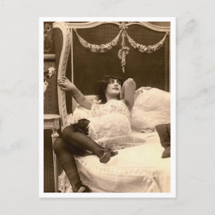 Cartão Postal Flirt Francesa - Pinup de vinheta