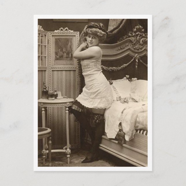 Cartão Postal Flirt Francesa - Pinup de vinheta (Frente)