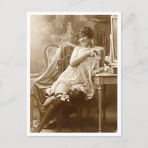 Cartão Postal Flirt Francesa - Pinup de vinheta