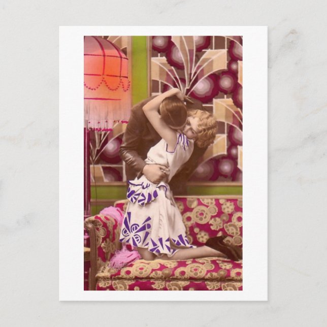 Cartão Postal Flirt Francesa - Vintage Romântica (Frente)