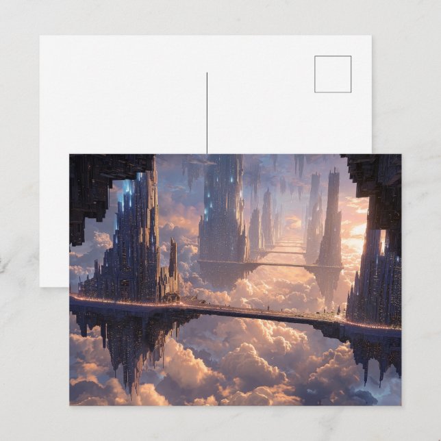 Cartão Postal Floating Metropolis in the Clouds (Frente/Verso)