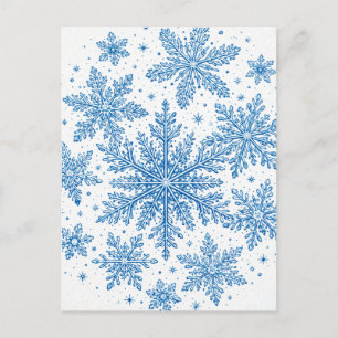 Cartão Postal Floco de Neve Azul em Estilo Clássico