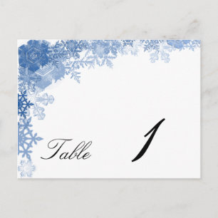 Cartão Postal Floco de Neve Azul em Número de Mesa de Casamento
