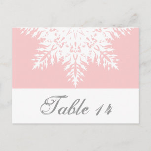 Cartão Postal Floco de neve cor-de-rosa, número branco da tabela