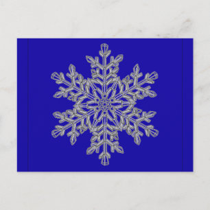 Cartão Postal Floco de neve de cobertura de prata no azul de cob