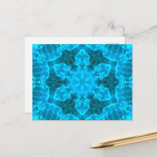 Cartão Postal Floco de neve de gelo azul congelado Kaleidoscópi