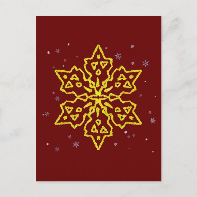 Cartão Postal Floco de neve Dourado (Frente)
