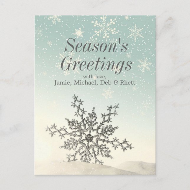 Cartão Postal Floco de neve espumante na neve (Frente)