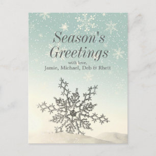 Cartão Postal Floco de neve espumante na neve