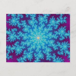 Cartão Postal Floco de neve Fractal Aqua Azul