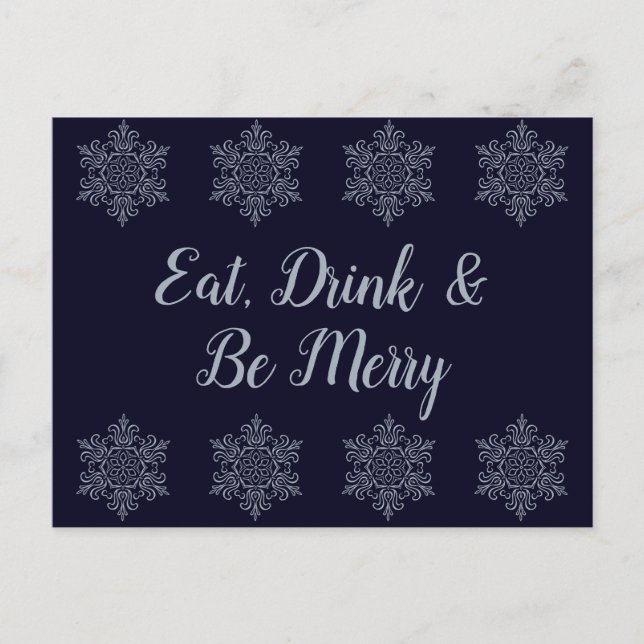 Cartão Postal Floco de Neve Prateado Ornamentado (Frente)