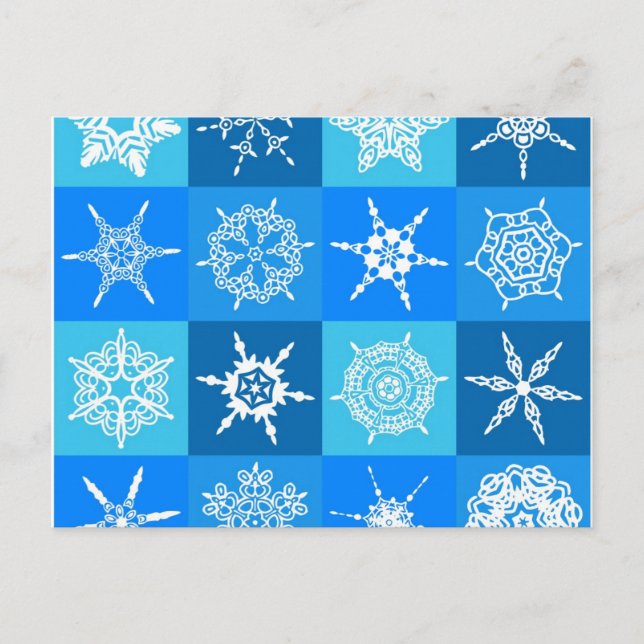 Cartão Postal Flocos de neve azuis (Frente)