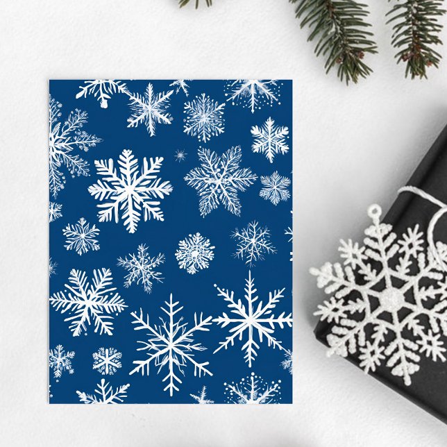 Cartão Postal Flocos de Neve Azuis de Inverno (Criador carregado)