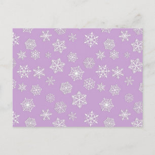 Cartão Postal Flocos de neve brancos contra lavanda macia