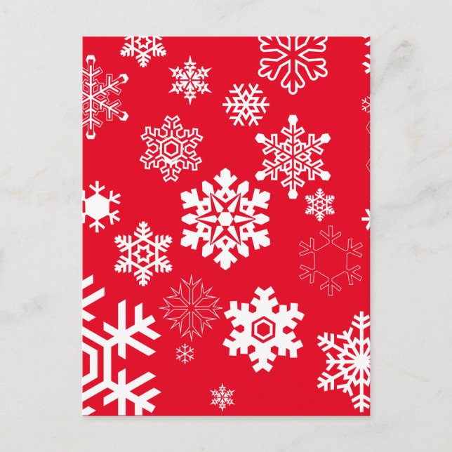 Cartão Postal Flocos de Neve Brancos - Cor de Fundo Personalizáv (Frente)