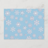 Flocos de neve brancos de 3 d sobre fundo azul-gel