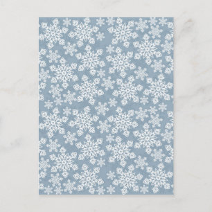 Cartão Postal flocos de neve brancos em azul