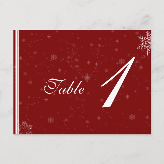 Cartão Postal Flocos de neve brancos na mesa de casamento de amo (Frente)