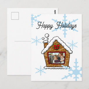 Cartão Postal Flocos de Neve de Casa de Gingerbread Personalizad