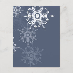Cartão Postal Flocos de neve de cinza/azul sofisticados