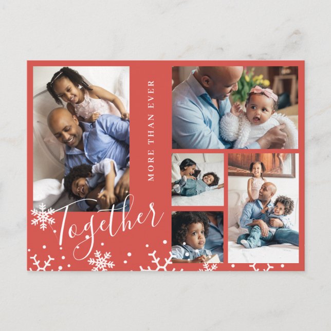 Cartão Postal Flocos de neve de colagem fotográfica da família d (Frente)