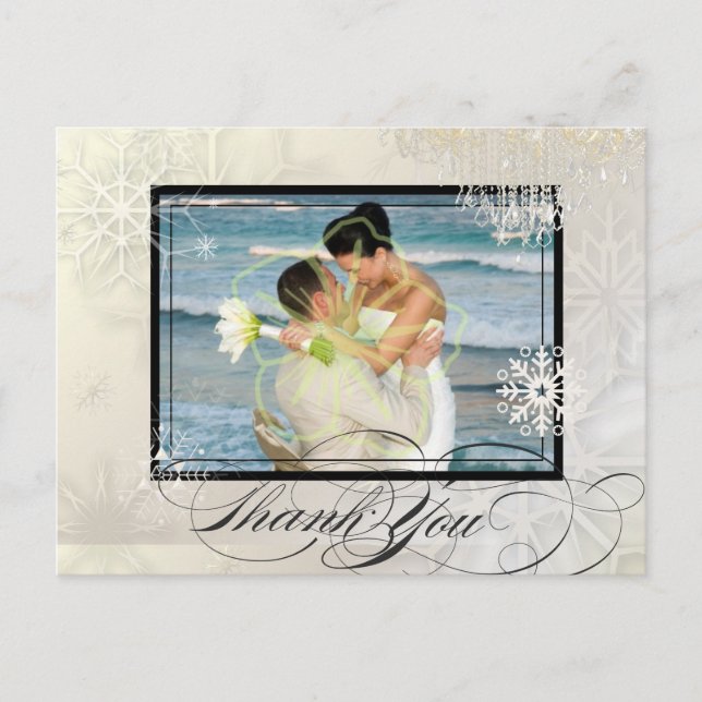 Cartão Postal Flocos de neve de fotos PixDezines+texto de candel (Frente)