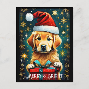 Cartão Postal Flocos de Neve do Retriever Dourado Cachorro de Na