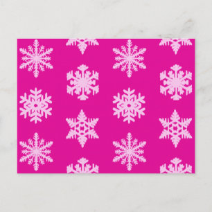 Cartão Postal Flocos de neve Ikat - Fúchsia e rosa-gelo