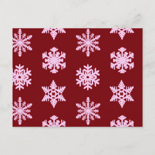 Cartão Postal Flocos de neve Ikat - Vinho Borgonha e Rosa