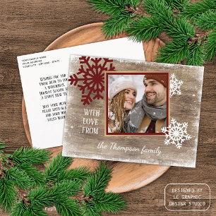 Cartão Postal Flocos de Neve Personalizados e Padrão de Tábuas d