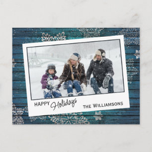 Cartão Postal Flocos de Neve Personalizados e Padrão de Tábuas d